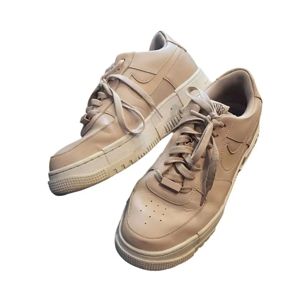Nike Sneakers Women's 10 Blush Beige Air Force 1 Sage Low Lace Up Leather